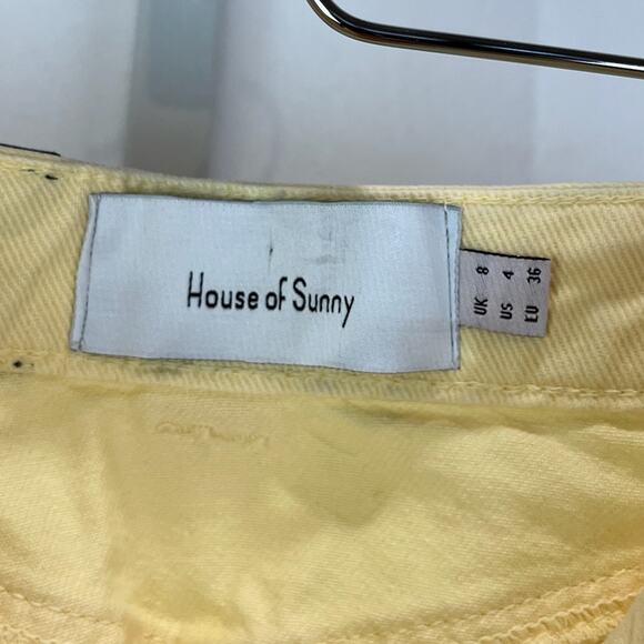 HOUSE OF SUNNY Size 4 Button Fly Cropped Jeans Cotton Denim Yellow Straight - Picture 3 of 9